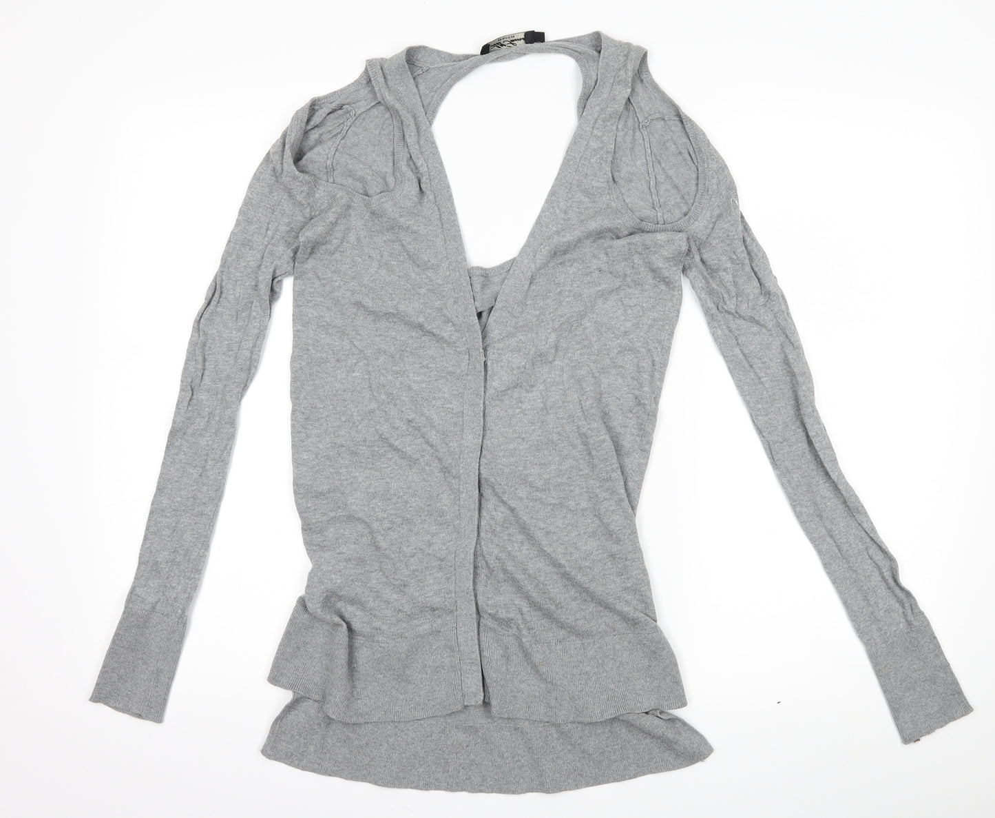 All saints Womens Grey   Cardigan Jumper Size XS  - Cut Out Shoulder