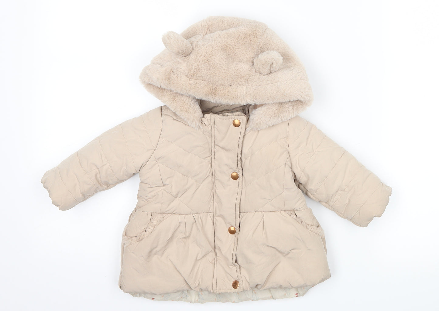 F&F Girls Pink   Puffer Jacket Coat Size 3-6 Months