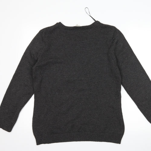 Peacocks Womens Grey   Pullover Jumper Size XL  - Christmas Tree