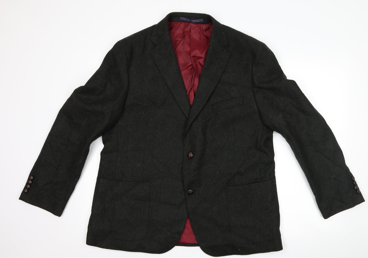 Marks and Spencer Mens Green Herringbone  Jacket Suit Jacket Size 44