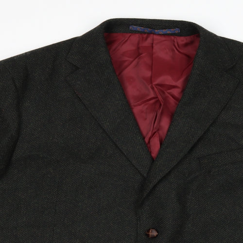 Marks and Spencer Mens Green Herringbone  Jacket Suit Jacket Size 44