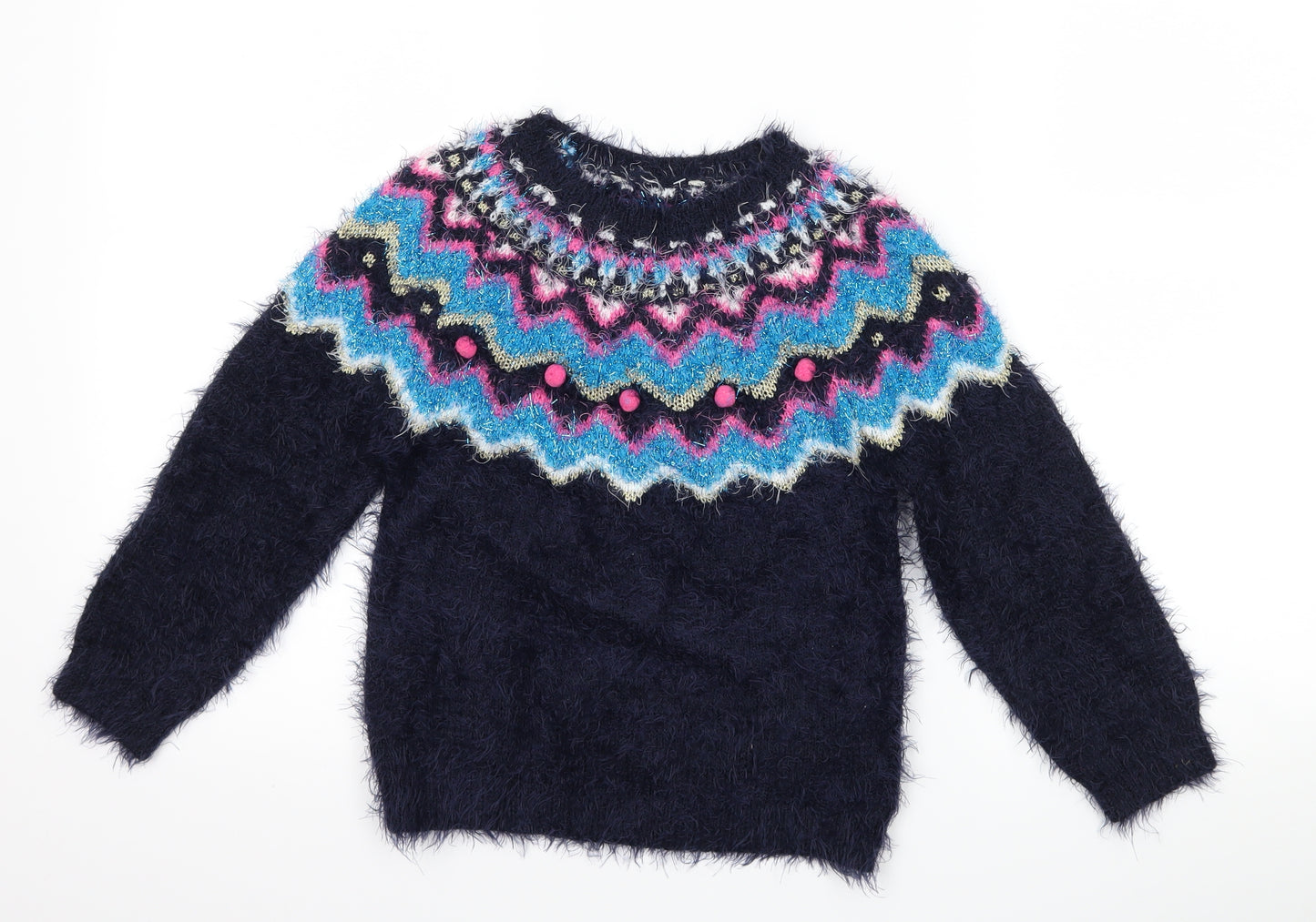 George Girls Blue Geometric  Pullover Jumper Size 8-9 Years