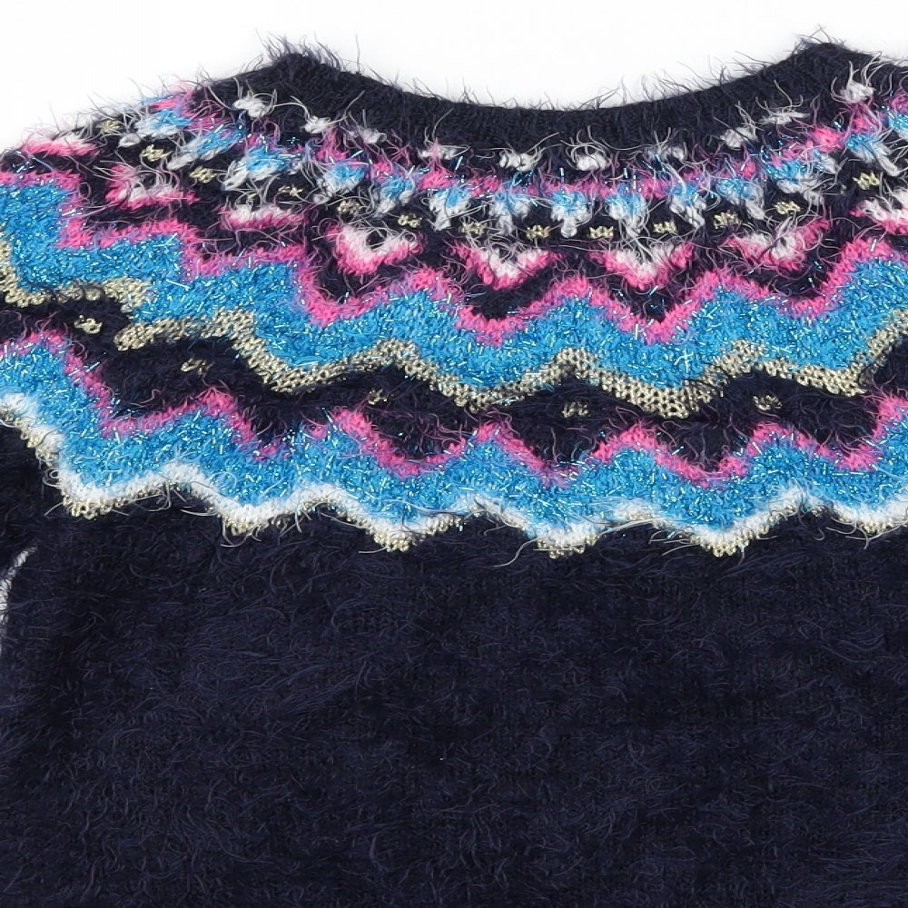 George Girls Blue Geometric  Pullover Jumper Size 8-9 Years