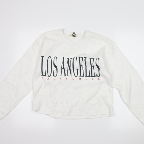 Miss Selfridge Womens White   Pullover Sweatshirt Size S  - slogan