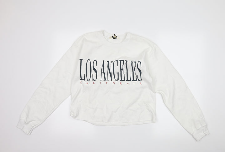 Miss Selfridge Womens White Pullover Sweatshirt Size S - slogan