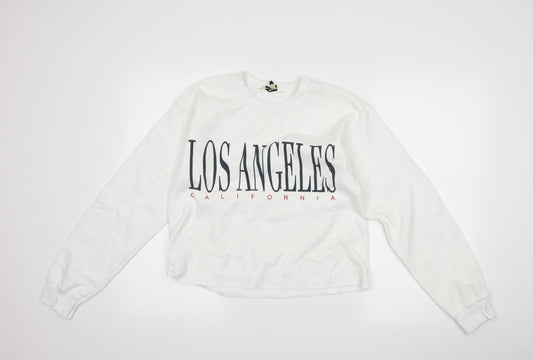 Miss Selfridge Womens White   Pullover Sweatshirt Size S  - slogan