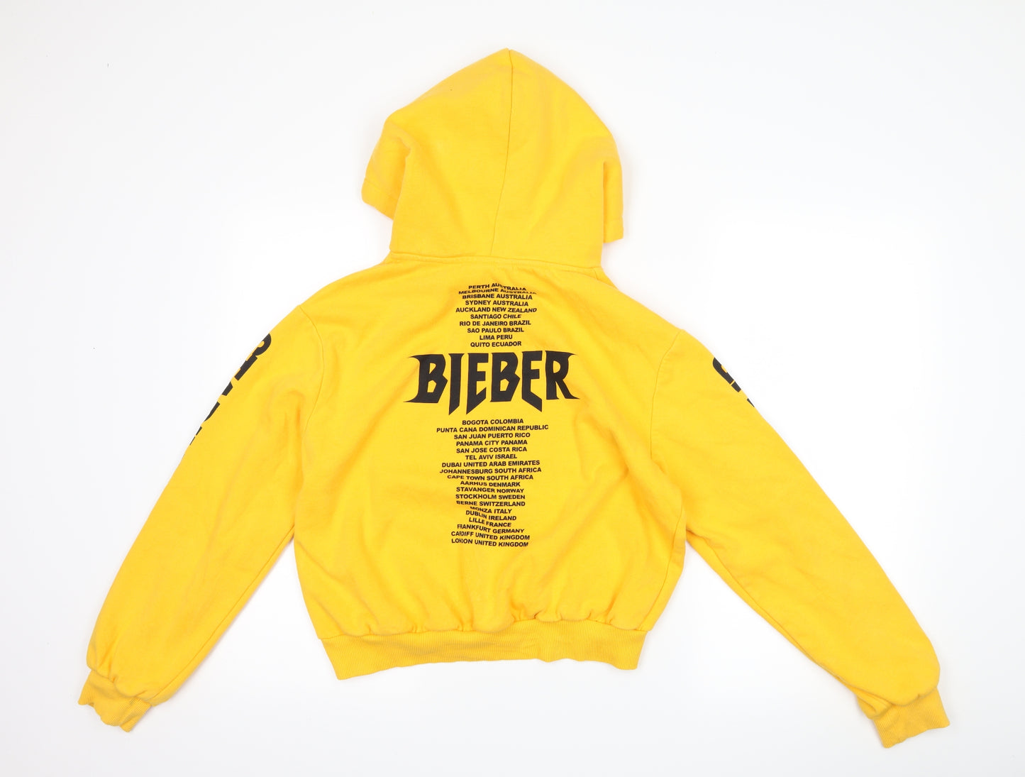 H&M Womens Orange   Pullover Hoodie Size M  - Justin Beiber Tour