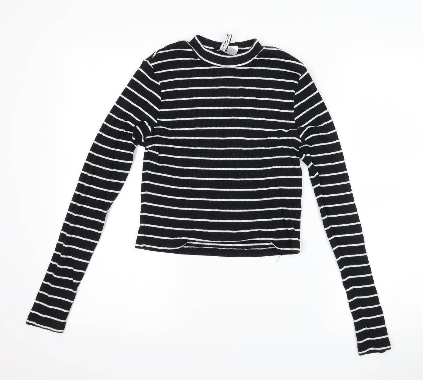 H&M Womens Black Striped  Basic T-Shirt Size M