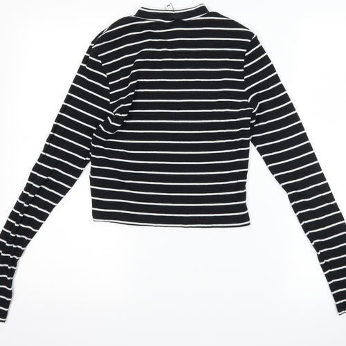 H&M Womens Black Striped  Basic T-Shirt Size M