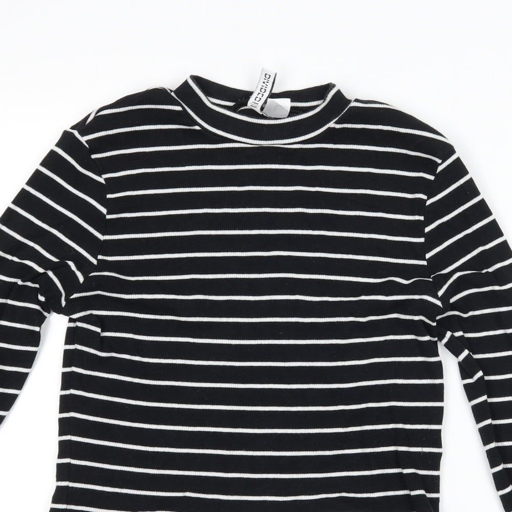 H&M Womens Black Striped  Basic T-Shirt Size M