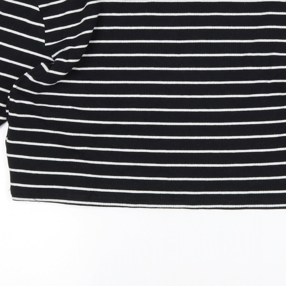 H&M Womens Black Striped  Basic T-Shirt Size M