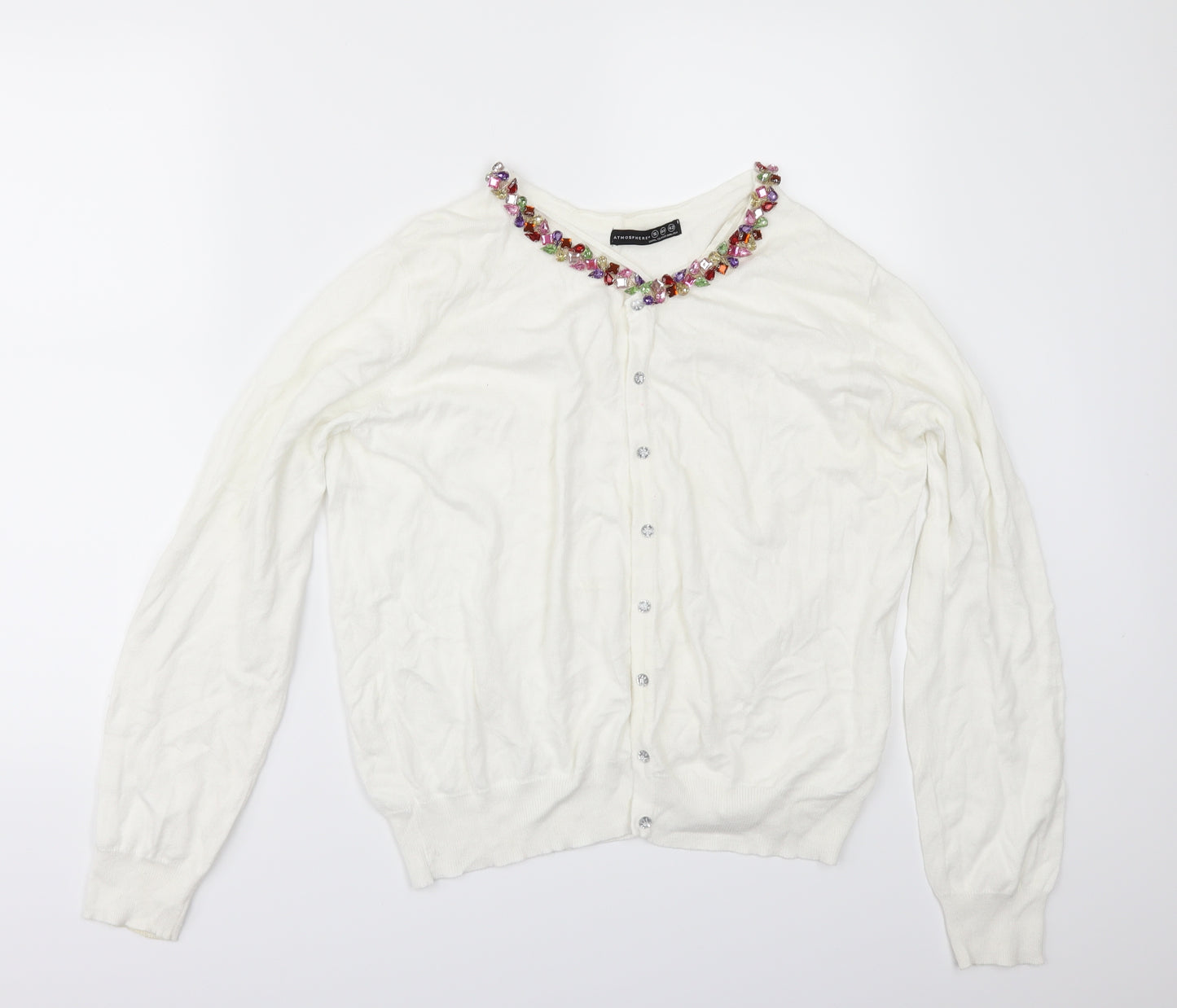 Primark Womens White   Cardigan Jumper Size 16  - STONED