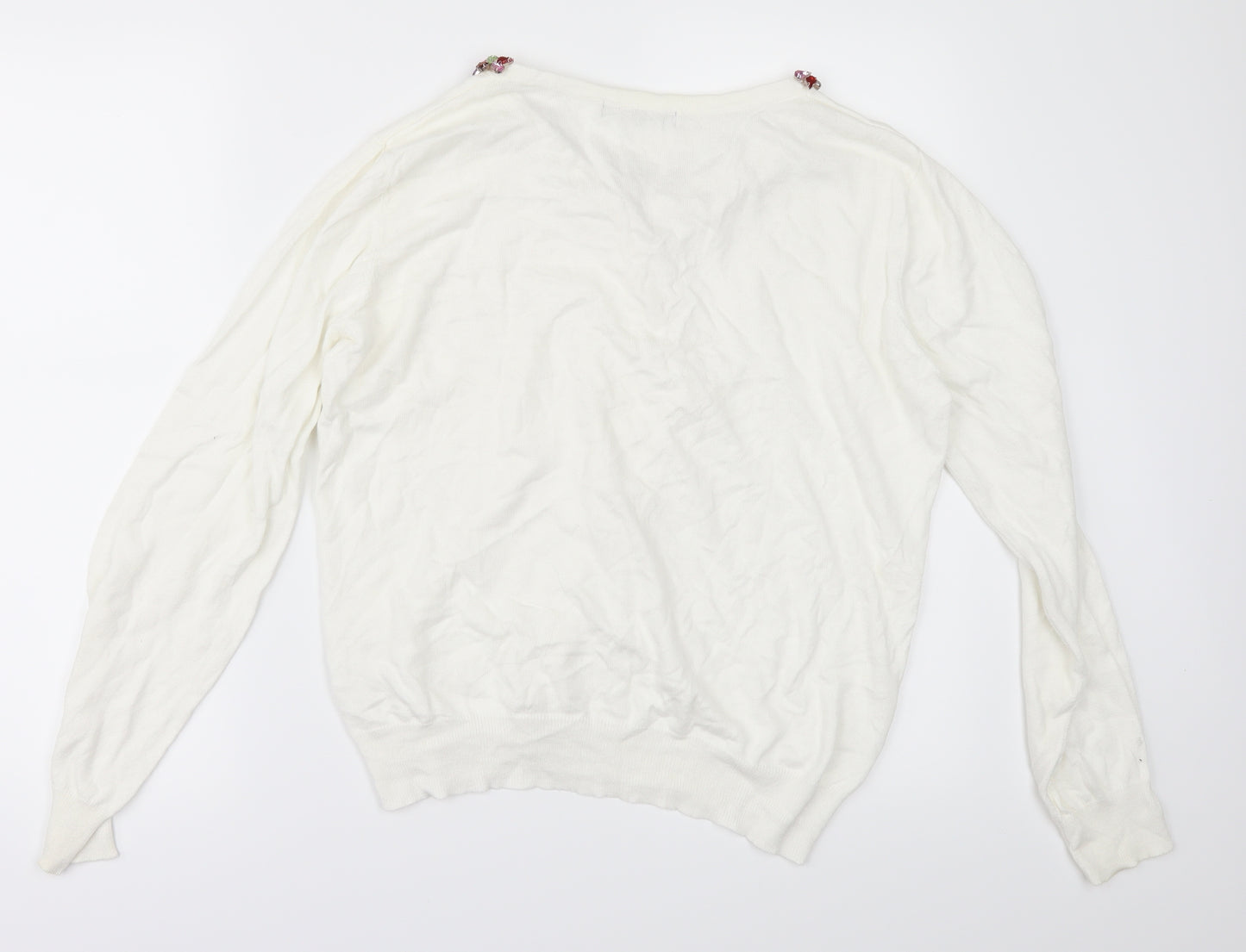 Primark Womens White   Cardigan Jumper Size 16  - STONED