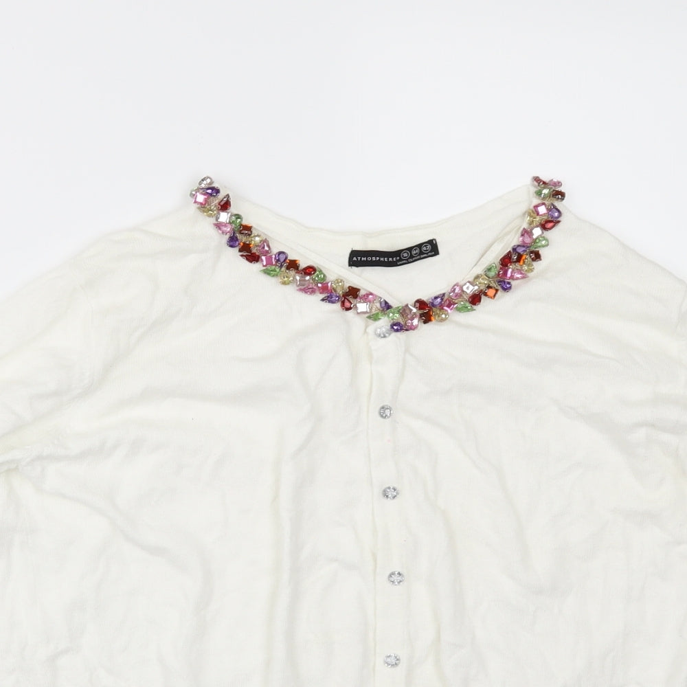 Primark Womens White   Cardigan Jumper Size 16  - STONED
