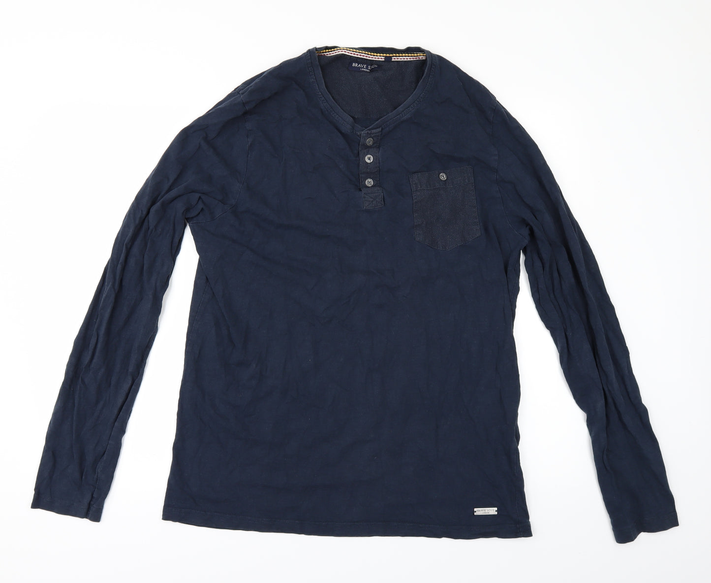 Brave Soul Mens Blue    T-Shirt Size L