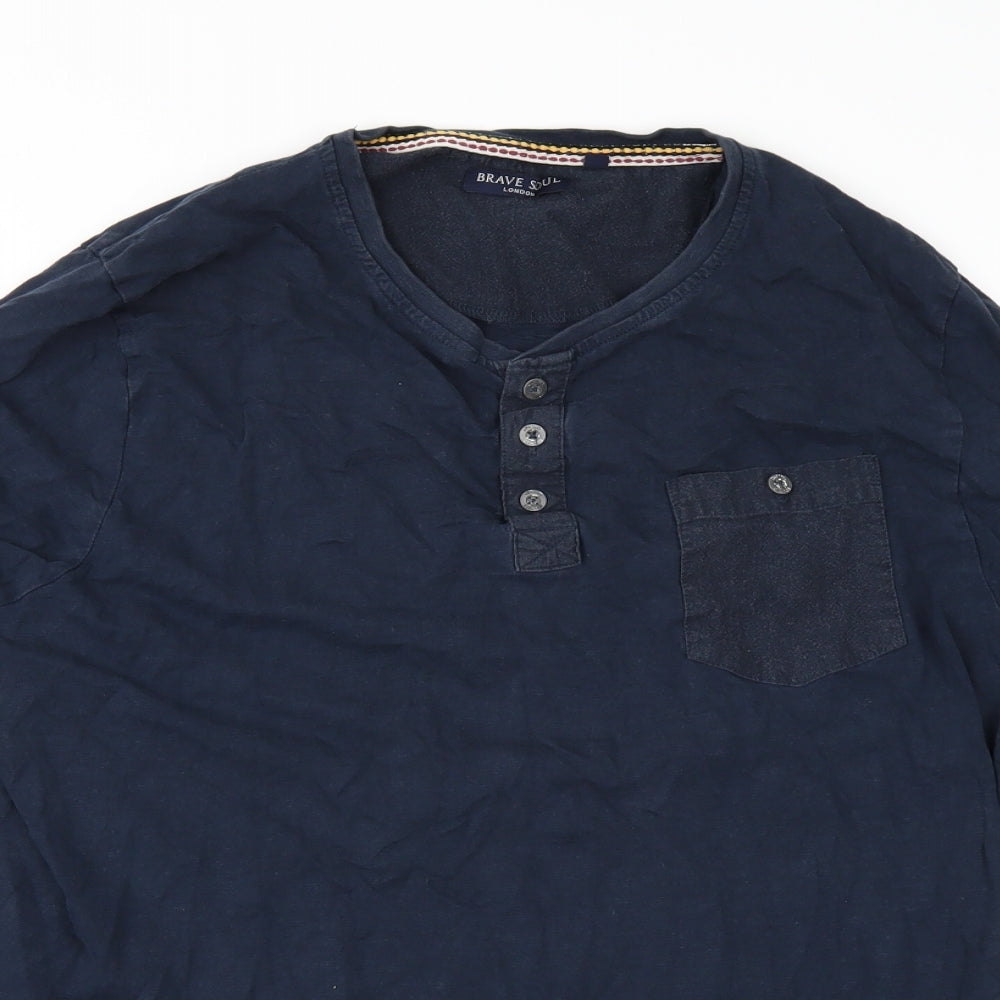 Brave Soul Mens Blue    T-Shirt Size L