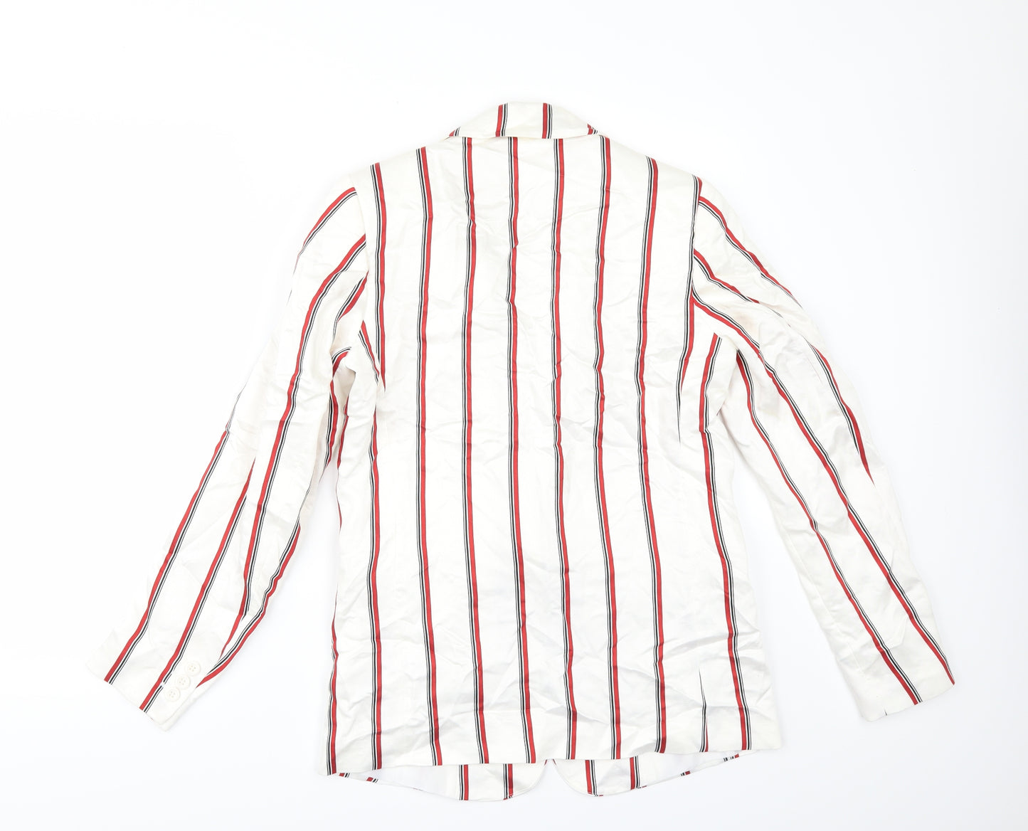 H&M Womens White Striped  Jacket Blazer Size 6
