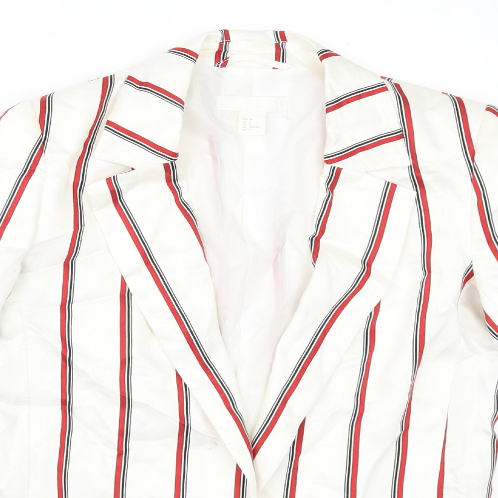 H&M Womens White Striped  Jacket Blazer Size 6