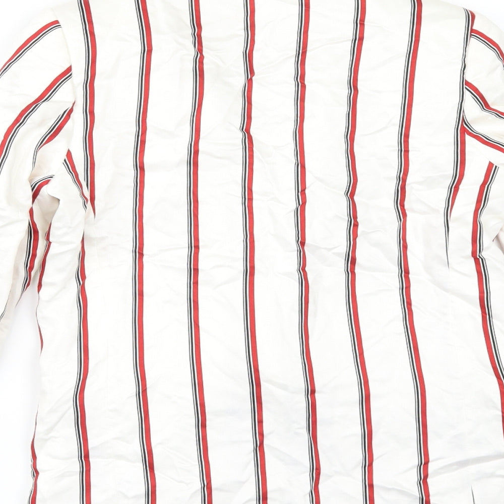 H&M Womens White Striped  Jacket Blazer Size 6