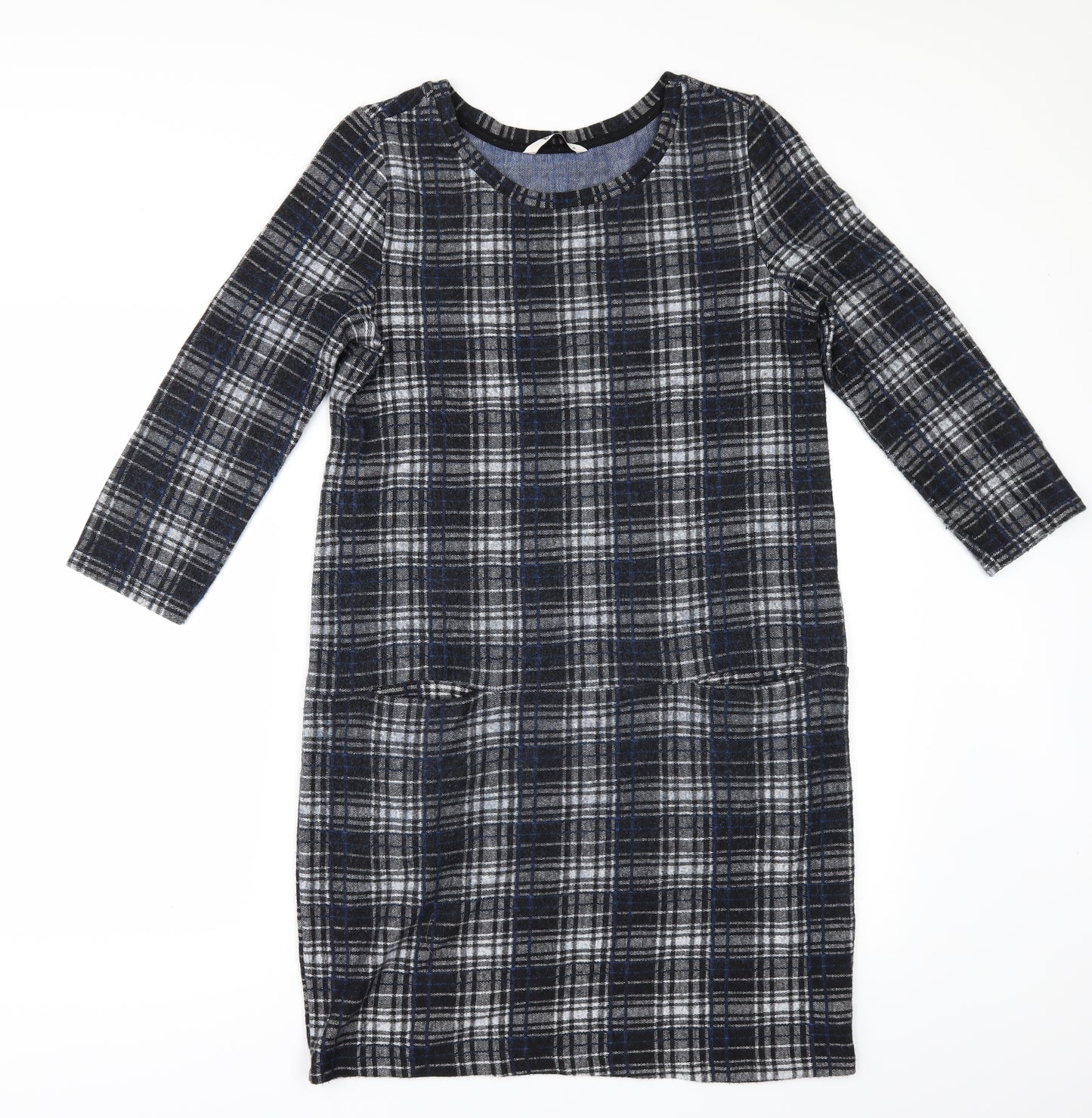 TUE Womens Grey Check  Jumper Dress  Size 10