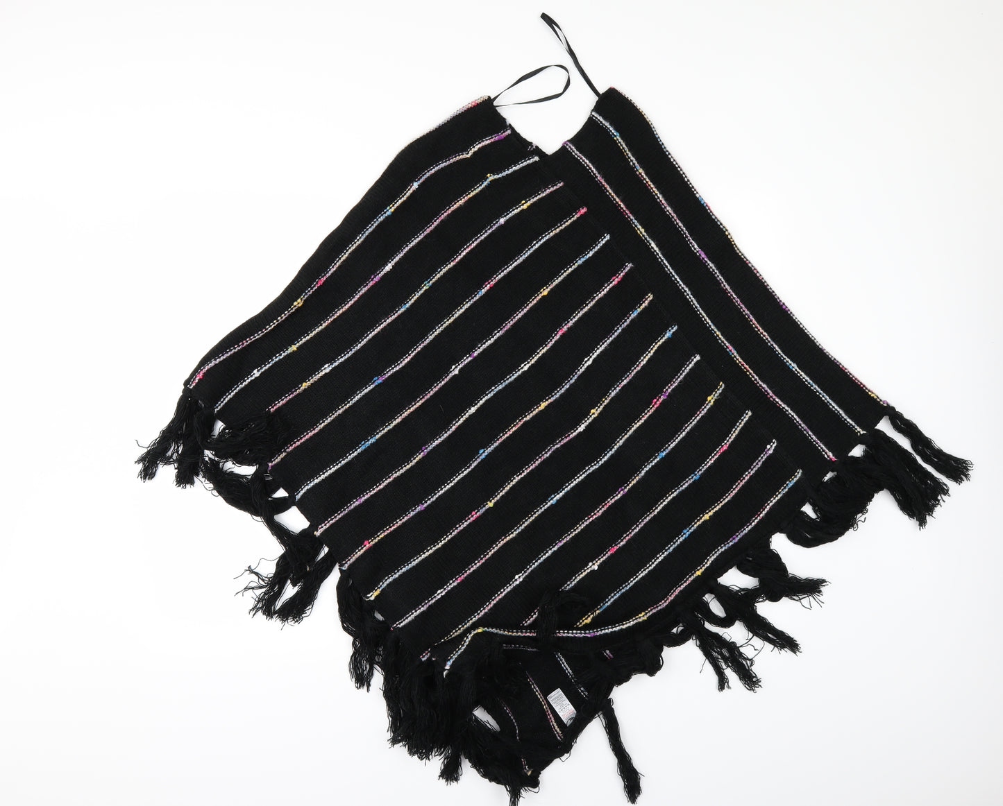 TU Womens Black Striped  Jacket Poncho One Size  - PONCHO