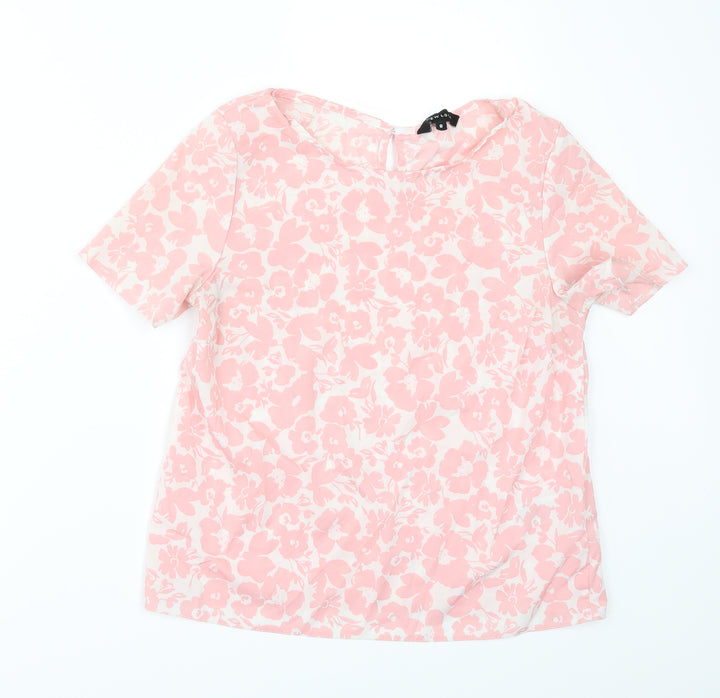 New Look Womens Pink Floral  Tunic Blouse Size 8