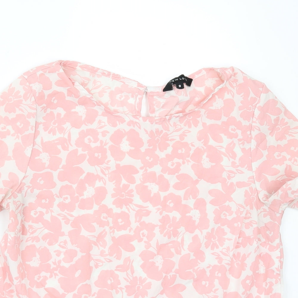 New Look Womens Pink Floral  Tunic Blouse Size 8