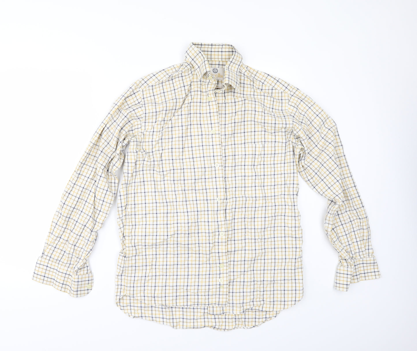 Viyella Mens Yellow Check   Button-Up Size 15.5