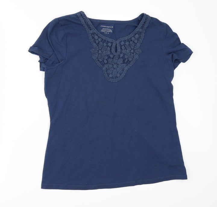 Charter Club Womens Blue Basic T-Shirt Size M