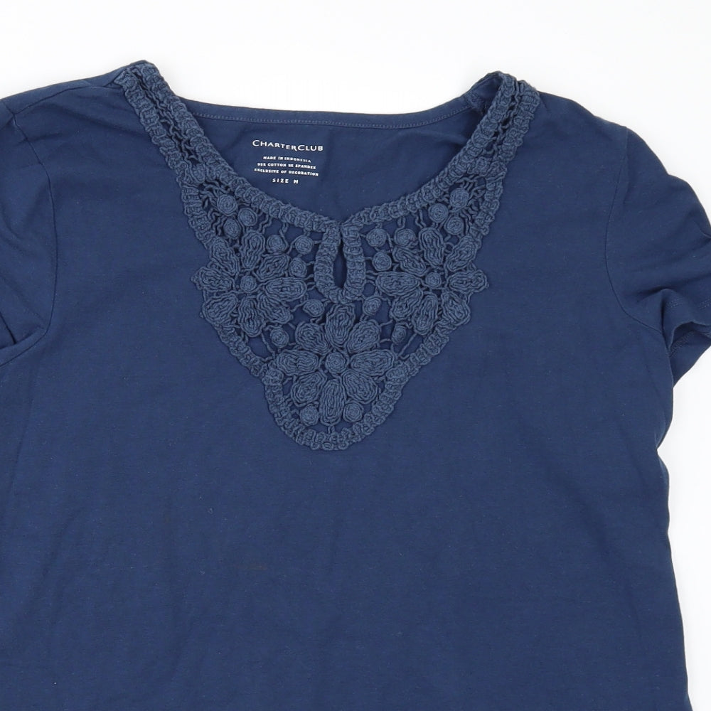 Charter Club Womens Blue   Basic T-Shirt Size M