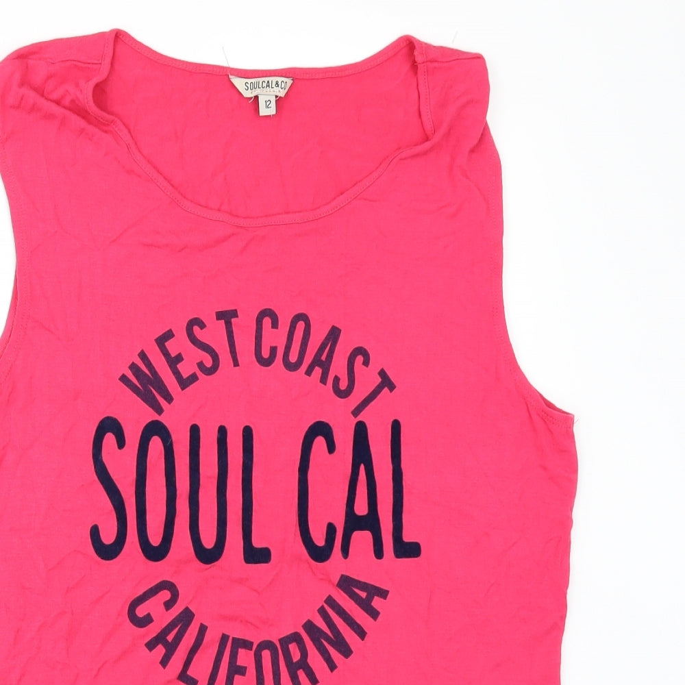 SOULCAL & CO Womens Pink   Basic T-Shirt Size 12