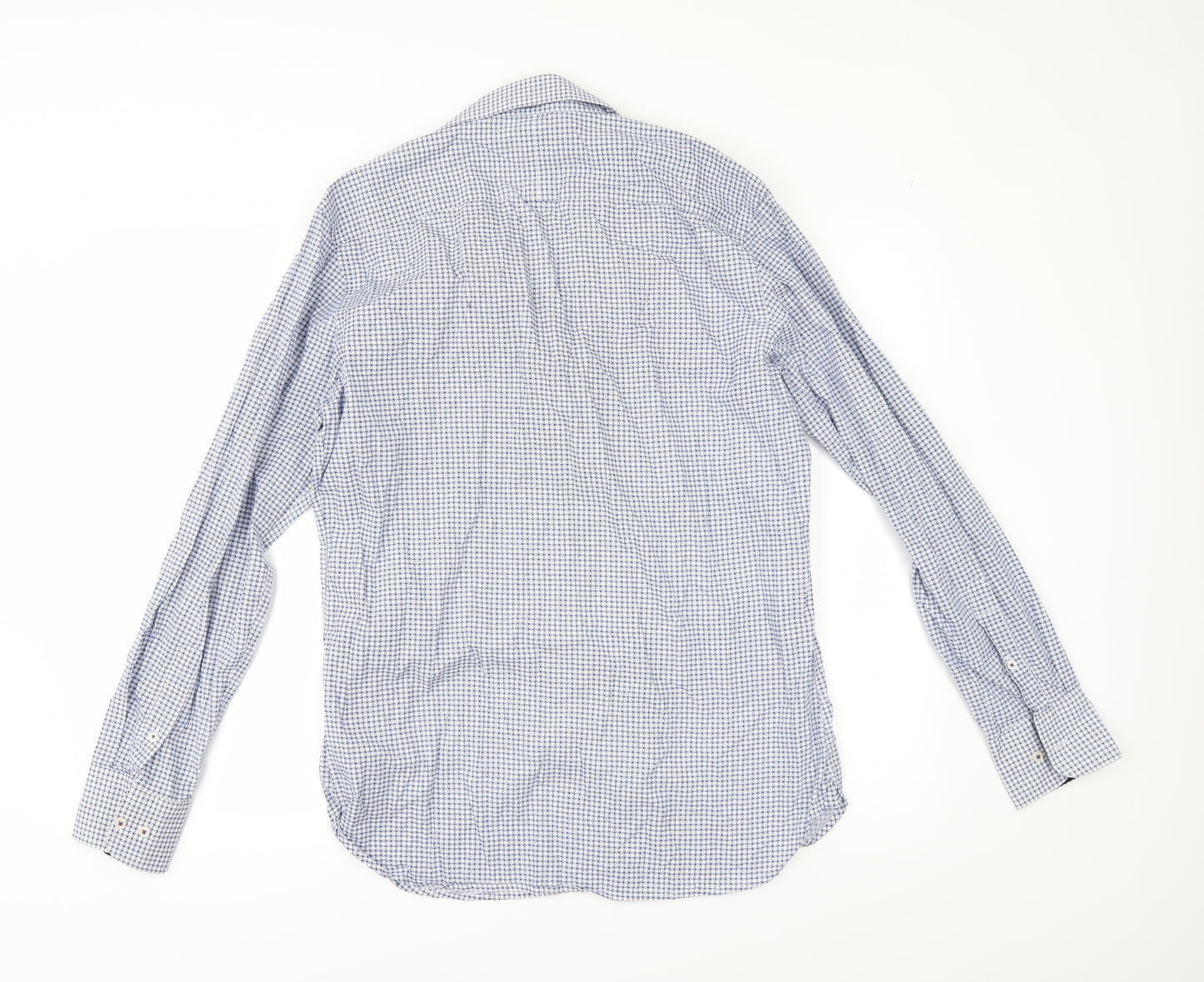 GIANNI FERAUD Mens Blue Geometric   Button-Up Size 17