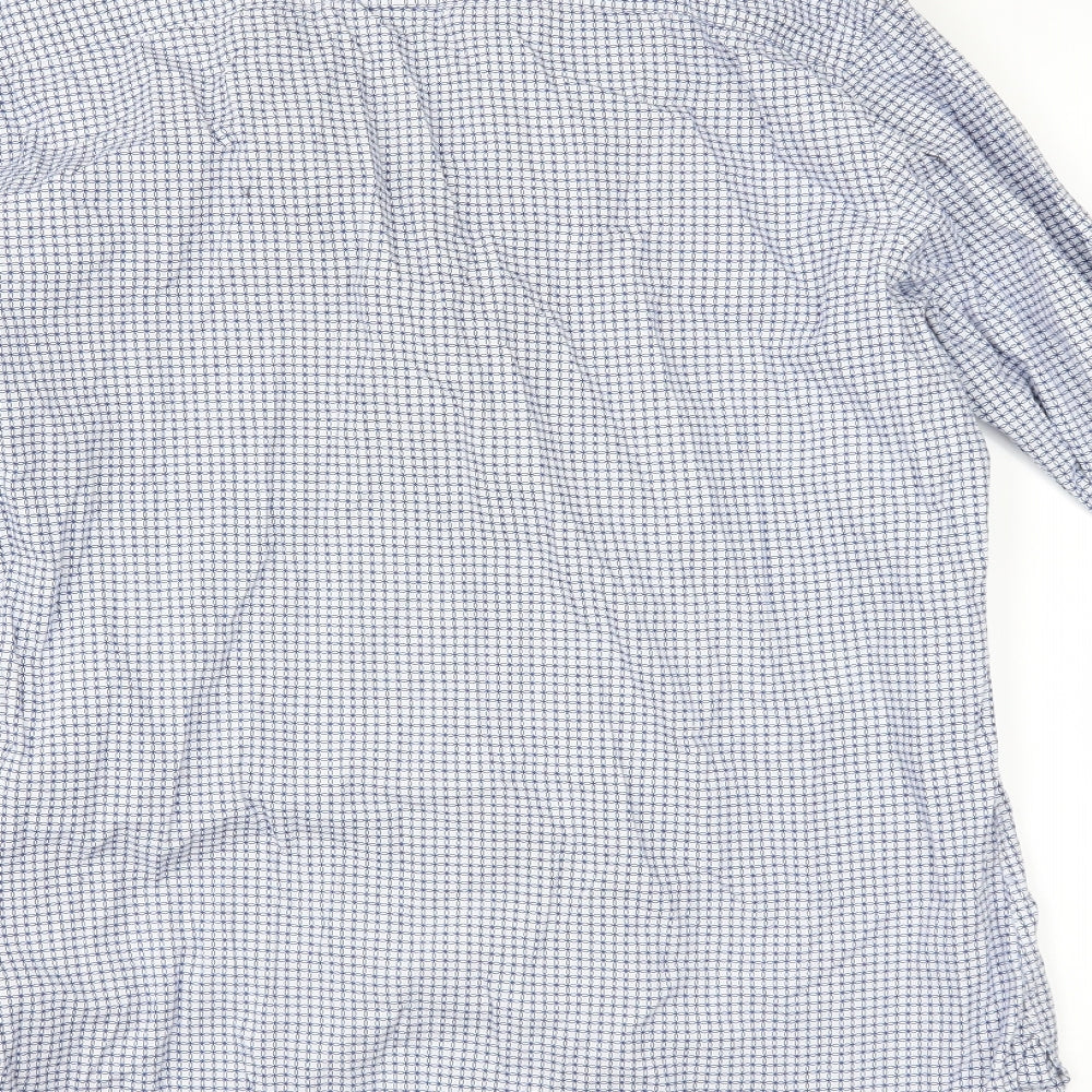 GIANNI FERAUD Mens Blue Geometric   Button-Up Size 17