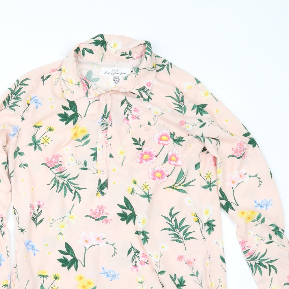 H&M Girls Pink Floral  Shirt Dress  Size 12-13 Years