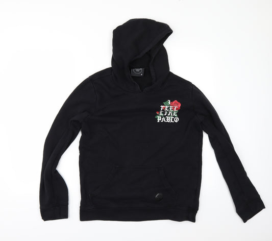 PROJECT PARIS Womens Black   Henley Hoodie Size M