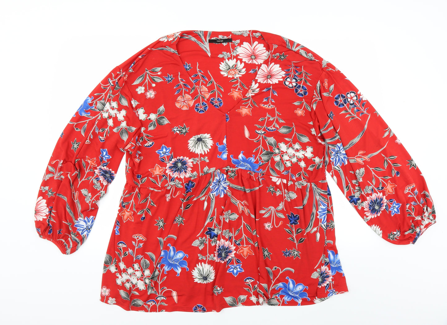 George Womens Red Floral  Basic Blouse Size 20