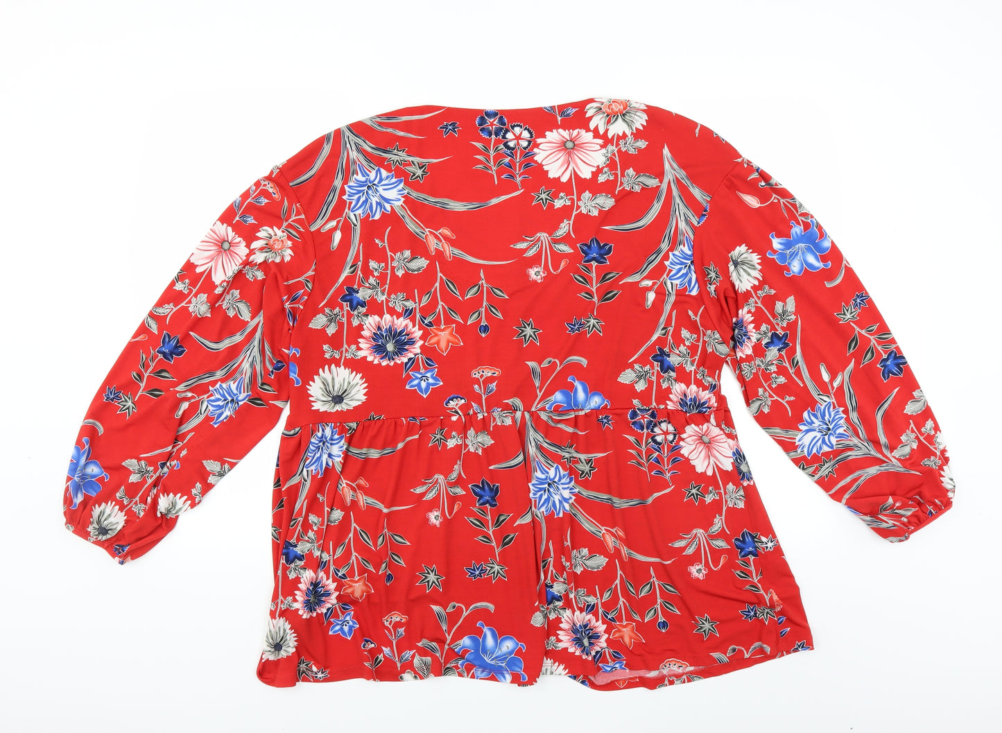 George Womens Red Floral  Basic Blouse Size 20