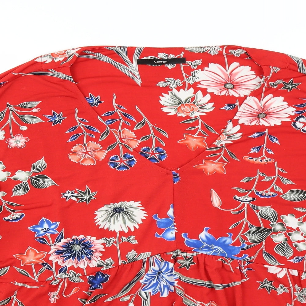 George Womens Red Floral  Basic Blouse Size 20