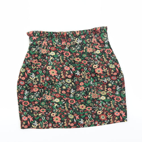 Topshop Womens Black Floral  Mini Skirt Size 6