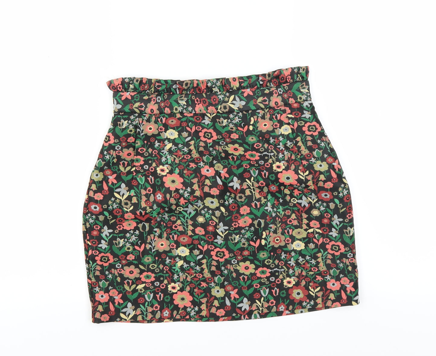 Topshop Womens Black Floral  Mini Skirt Size 6