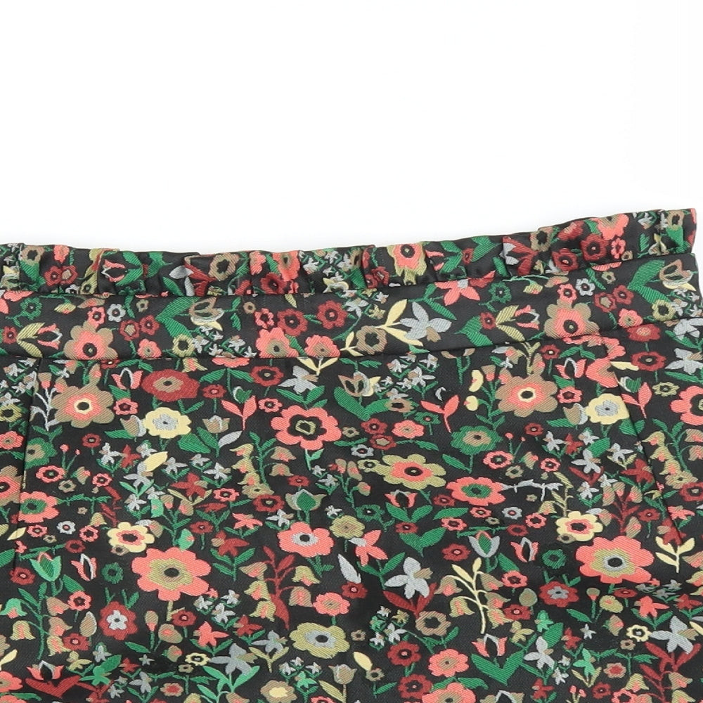 Topshop Womens Black Floral  Mini Skirt Size 6
