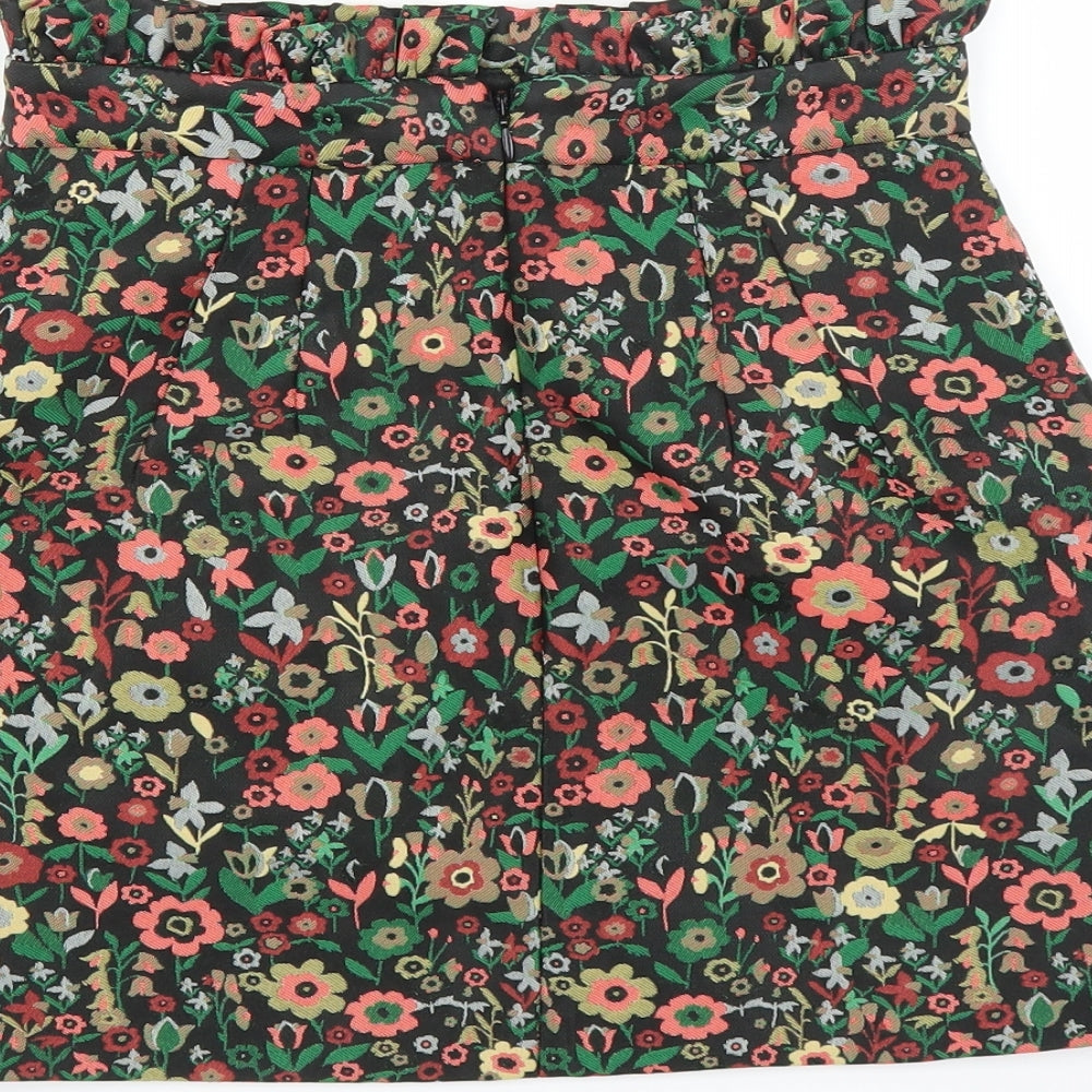 Topshop Womens Black Floral  Mini Skirt Size 6