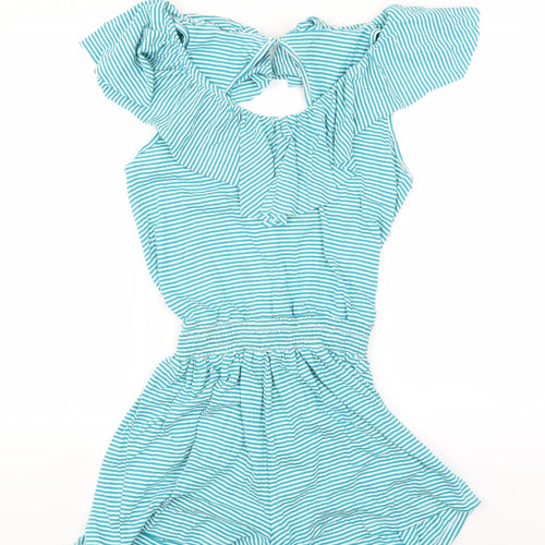 Brave Soul Womens Green Striped  Playsuit One-Piece Size L