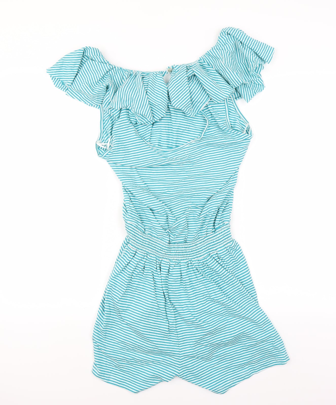 Brave Soul Womens Green Striped  Playsuit One-Piece Size L