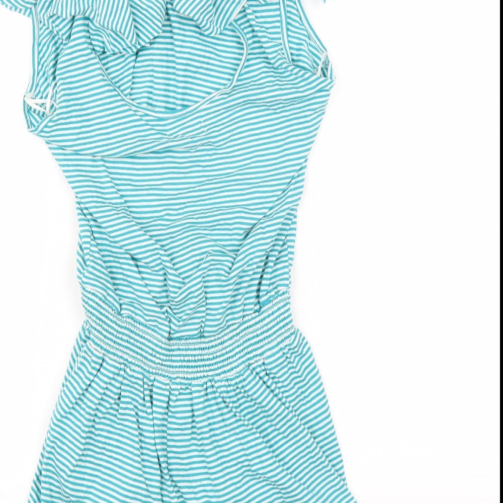 Brave Soul Womens Green Striped  Playsuit One-Piece Size L