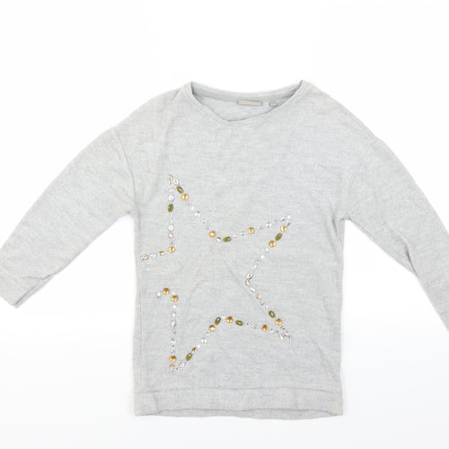 NEXT Girls Grey   Pullover Jumper Size 8 Years  - Star