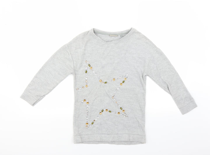 NEXT Girls Grey   Pullover Jumper Size 8 Years  - Star