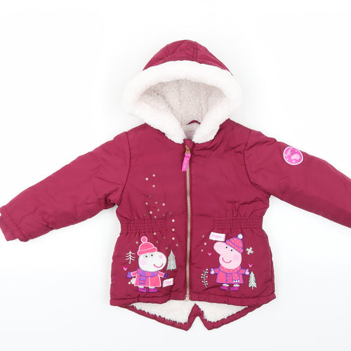 Nutmeg Girls Purple   Puffer Jacket Coat Size 2-3 Years  - peppa pig
