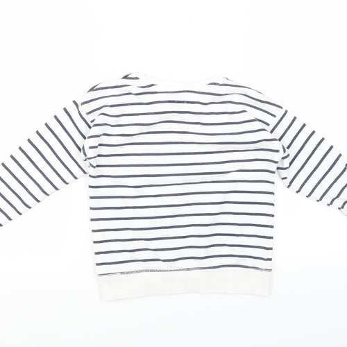 Primark Girls White Striped  Pullover Sweatshirt Size 5-6 Years