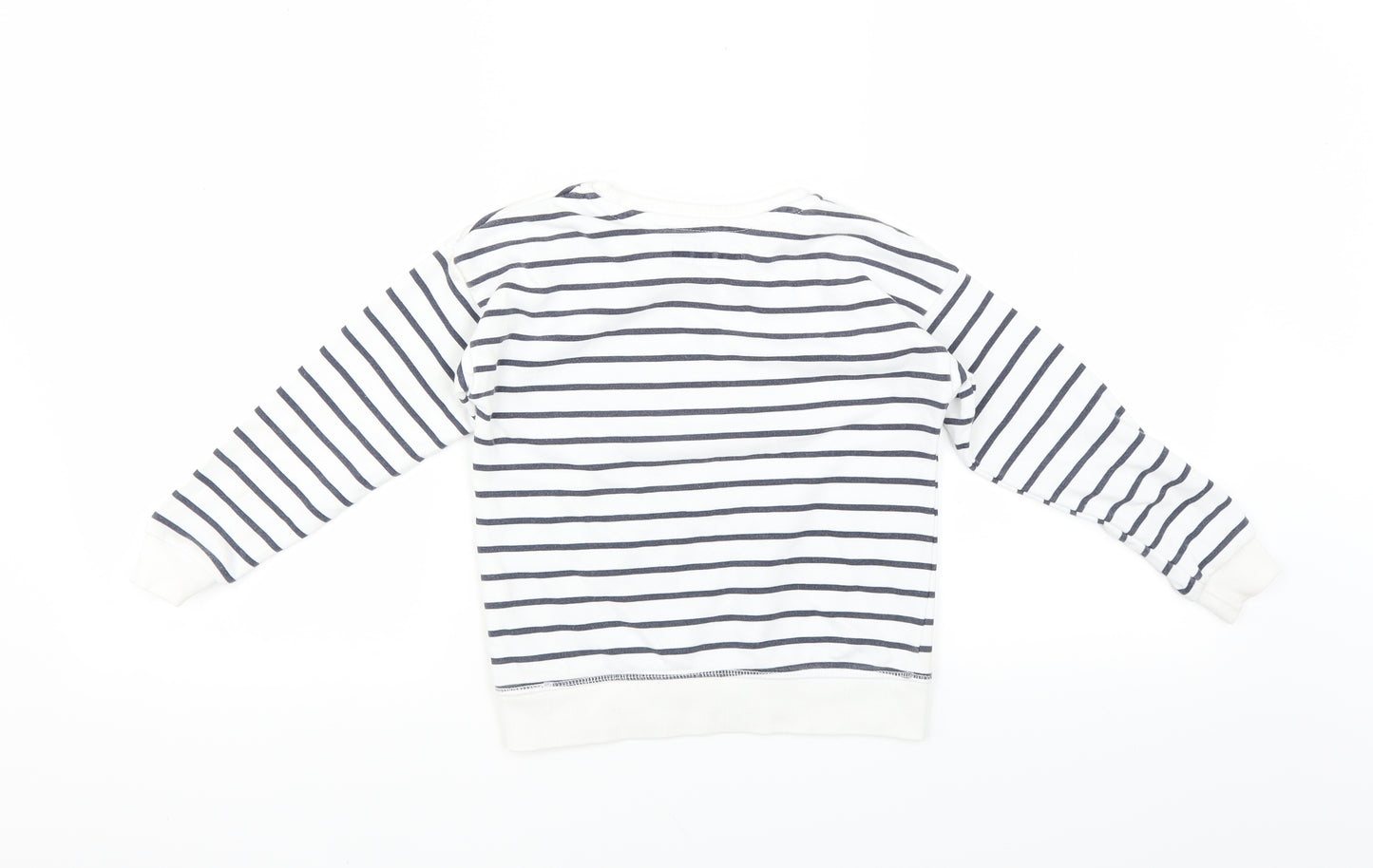 Primark Girls White Striped  Pullover Sweatshirt Size 5-6 Years